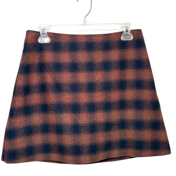 Aritzia Dresses & Skirts - WILFRED Aritzia Cashmere Wool Blend Classic Mini Skirt Navy/Rust Buffalo Plaid